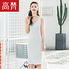 高梵连衣裙时尚长款条纹连衣裙修身优雅舒适女士长裙 G1170201 白底蓝灰条 170/XL