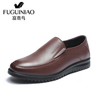 富贵鸟（FUGUINIAO）商务休闲皮鞋男士舒适套脚圆头软底耐磨日常S809085 暗棕 40