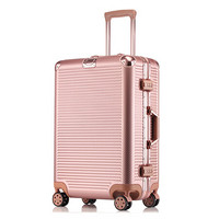 旅行之家(Travelhouse)铝框拉杆箱 万向轮行李箱男女士登机箱旅行箱密码箱WG007 玫瑰金 20英寸