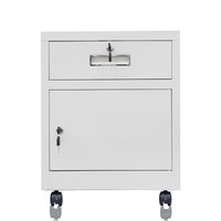 钱柜 钢制矮柜储物柜带轮可移动迷你小床头柜带锁抽屉资料柜 雅白550