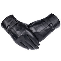 北诺（BETONORAY）真皮手套男冬季加绒加厚全指触屏保暖手套绵羊皮手套 黑色 XL