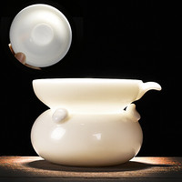 尚帝（shangdi）德化玉瓷茶漏羊脂白瓷滤网架陶瓷创意过滤器加厚滤茶器茶道零配 小如意茶漏组