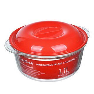 乐扣乐扣 LOCK&LOCK进口耐热玻璃保鲜盒 带盖泡面碗 沙拉碗 汤碗 LLG481RED 红色 1100ml