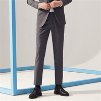 鸭鸭（YAYA）西裤男修身商务正装灰色直筒休闲裤子青年2018春季新款 灰色 XL