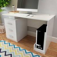 美宜德曼MYDM 电脑桌 普斯左三抽柜升级款办公桌白色 写字台学习桌写字桌