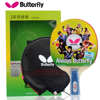 蝴蝶(Butterfly)乒乓球拍直拍 双面反胶皮5层底板成品二星单拍201 赠拍套