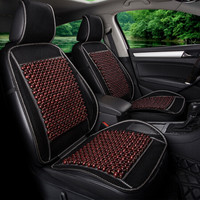 紫风铃木珠汽车坐垫单片透气夏季椅垫坐垫凉垫夏天珠子汽车座垫车垫子四季通用单张 木珠-朱红色