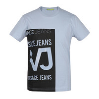 VERSACE JEANS 范思哲 奢侈品 春夏款 男士灰蓝色棉质圆领字母logo短袖T恤 B3GRB76D 30134 209 M码