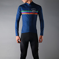 迈森兰MYSENLAN 骑行服套装长袖男子春夏自行车公路车衣长裤 彩路三代 深蓝色 XXXXL