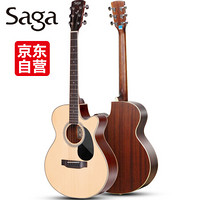 萨伽Saga民谣木吉他缺角圆角单板萨迦吉它jita乐器 40寸缺角原木色 SA700C