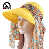 艾可娃（IKEWA）ZYM0037 遮阳帽女夏太阳帽子可折叠帽户外沙滩帽凉帽女 黄色
