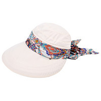 纪维希 遮阳帽 夏季防晒可折叠女大沿沙滩帽 民族风护颈户外骑车防晒帽  JWX104 米色
