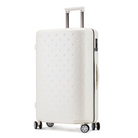 CCS 满天星拉链款 万向轮拉杆箱轻便大容量PC行李箱子女旅行箱密码 托运箱包防刮雾面白28英寸