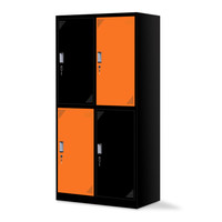中伟彩色更衣柜铁皮柜员工储物柜带锁柜多门柜寄存包柜鞋柜浴室健身储存柜拆装四门黑边橙色