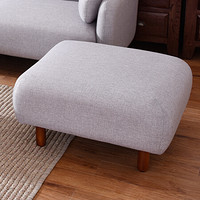 家逸北欧布艺沙发坐凳实木现代简约小户型可拆洗脚踏 灰色