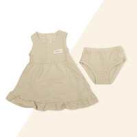 贝吻BABY KISS 女童裙子连衣裙彩棉无袖裙加内裤两件套装B6142 咖色73码