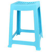 CHAHUA 茶花 塑料凳子椅子条纹46.6cm高方凳子 蓝色  A0838P