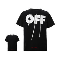 OFF WHITE 男士黑色棉质做旧款短袖T恤 OMAA002F161850521088 L