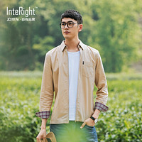 INTERIGHT 衬衫男 时尚休闲拉链衬衫夹克 卡其色 L码