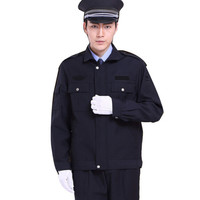 谋福 9660 保安秋执勤服黑色保安服 春秋款酒店物业保安制服服装 门卫工作服男女款 （经典执勤套装-180）