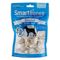 SmartBones宠物零食狗零食磨牙棒狗咬胶 洁齿骨洁齿棒健齿味 迷你-8支装 薄荷味