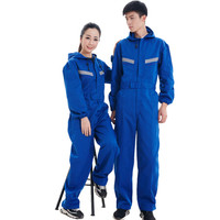 劳博士（LABORS) 带帽连体工作服 长袖劳保服  汽修工程服  反光条 艳蓝 S可定制