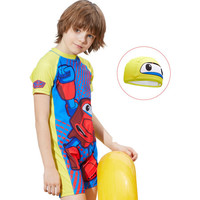 川崎(kawasaki)儿童泳衣男童泳裤泳镜套装男孩大中小童泳衣连体套装 高铁侠两件套SSC-S3006 黄色 XS