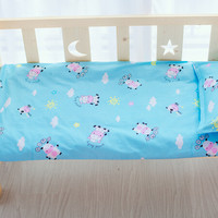 喜亲宝 K.S.babe)婴儿褥子 幼儿园床垫子枕头全棉新生儿褥套褥芯枕套枕芯四件套 135*60+50*30CM 蓝色系