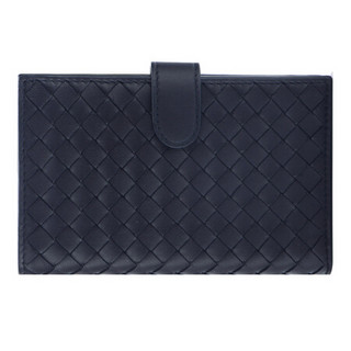 BOTTEGA VENETA 宝缇嘉 BV 女士深蓝色羊皮编织短款钱包钱夹 121060 V001N 4014