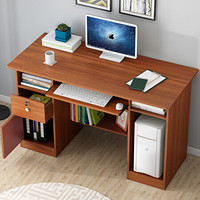 蔓斯菲尔（MSFE）电脑桌台式书桌书柜组合办公桌子写字台学习桌 古檀木色