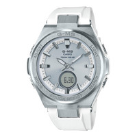 CASIO 卡西欧 G-MS系列 MSG-S200-7A 38.4mm 女士石英手表 银盘 白色树脂表带 圆形