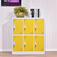 中伟更衣柜矮柜储物柜办公柜钢制铁皮柜碗柜资料柜鞋柜茶水柜六门黄色
