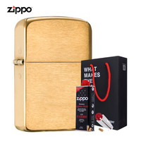 之宝(Zippo)打火机套装礼盒 1941复刻1941B拉丝黄铜(火机+小油133ml+火石6粒装)