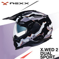 NEXX X.WED2 荒原系列 HILL END 亚洲版型 旅行全盔碳纤维复合材料电动摩托车头盔 黑白橙迷彩色 XL