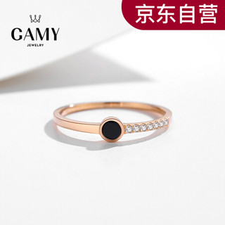 嘉蜜（GAMY）925银戒指情侣戒子玫瑰金恶魔之眼光面简约日韩版网红尾戒银首饰品生日礼物配证书