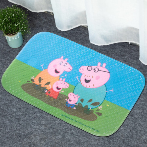 peppa pig浴室地垫 淋浴洗澡防滑垫 卫生间按摩垫 39*69cm 佩奇跳泥坑