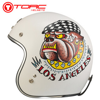 TORC摩托车头盔哈雷复古时尚半盔男女头盔四季半盔个性复古机车头盔 不带内镜T541/T-50白色 Los XL码