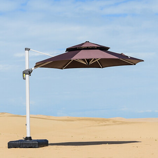紫叶（ziye） 户外遮阳伞进口伞布罗马伞太阳伞室外大太阳伞 沙滩庭院伞 藏蓝色 3.5米圆形送130KG水箱