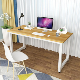 欧宝美简易电脑桌家用写字台书桌钢木办公桌浅胡桃色160*70*74