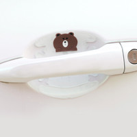 车动力 汽车门碗保护膜 车门把手保护膜 卡通隐形划痕拉手把手防刮贴保护车贴通用型 汽车用品 呆萌熊4片装