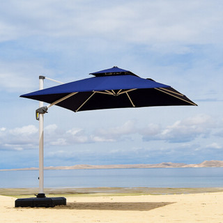 紫叶（ziye） 户外遮阳伞进口伞布罗马伞太阳伞室外大太阳伞 沙滩庭院伞 宝蓝色 2.5米方形送130KG水箱