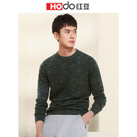 红豆（Hodo）男装 羊毛衫男 时尚套头圆领花纱多色男士羊毛衫 G2墨绿色 120