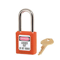 MASTERLOCK/玛斯特锁 工业塑料安全挂锁 钢梁耐腐蚀 工程电力锁 挂牌上锁 410MCNORJ橙色 量大定制