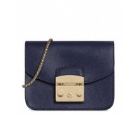 芙拉 Furla FW19MAIN 女士 牛皮革 深蓝色 METROPOLIS系列 迷你 斜挎单肩包链条包小方包 1034003