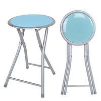 美达斯 凳子 折叠椅家用凳子便携办公培训折叠椅软包餐桌椅餐桌凳塑料折叠凳 浅蓝色13433