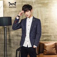 猫人(MiiOW)男士西服休闲时尚单西便服外套QT4016-1-1606蓝色XL