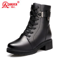QIANGREN 强人 保暖女靴 9T-606M 际华3515羊毛防寒马丁靴便捷侧拉链时尚女棉靴 黑色 37码