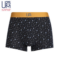 爱慕集团UM25内衣莫代尔字符印花中腰平角裤男士内裤UM23AM1黑色印花170/S