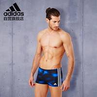 阿迪达斯 adidas 泳裤男士速干平角游泳裤印花抗氯高弹贴身舒适 BP5807 黑色 M