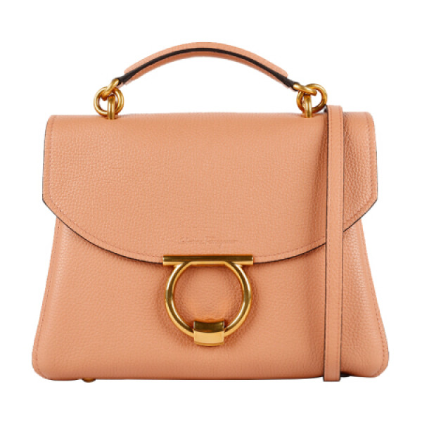 salvatore ferragamo 菲拉格慕 经典款女士深粉红色牛皮革手提单肩包